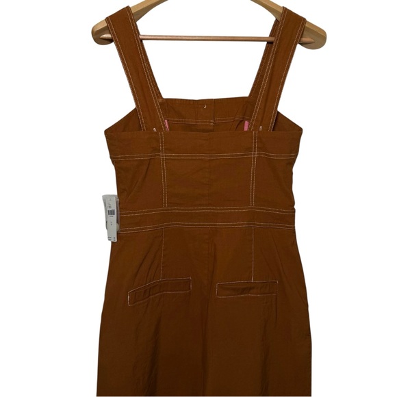 Maeve Anthropologie Colette magic fabric linen stretch jumpsuit bronze NWT 10 - Picture 8 of 16